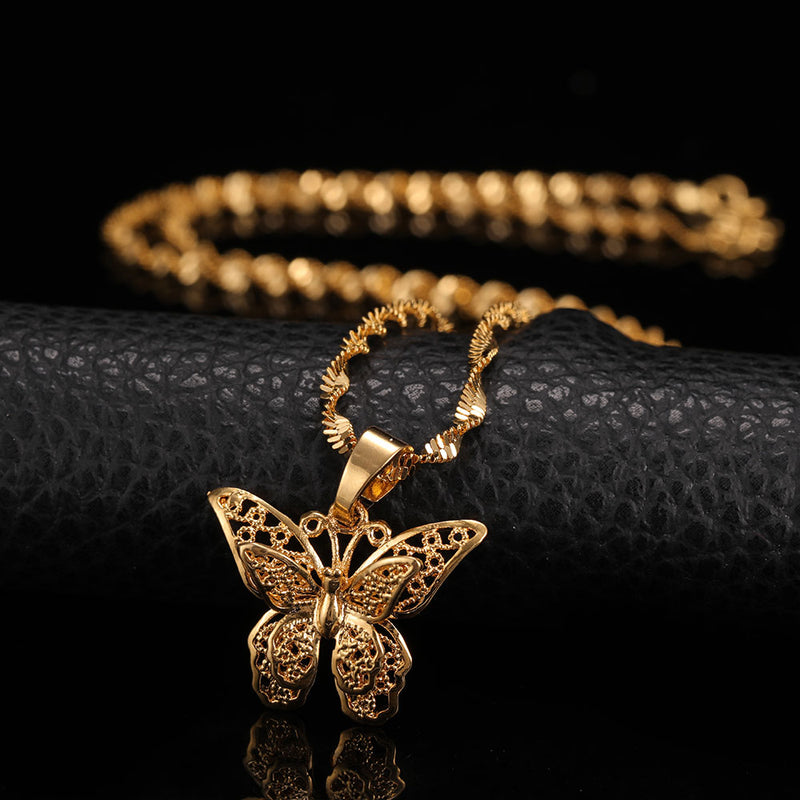 24k Gold Butterfly Necklace